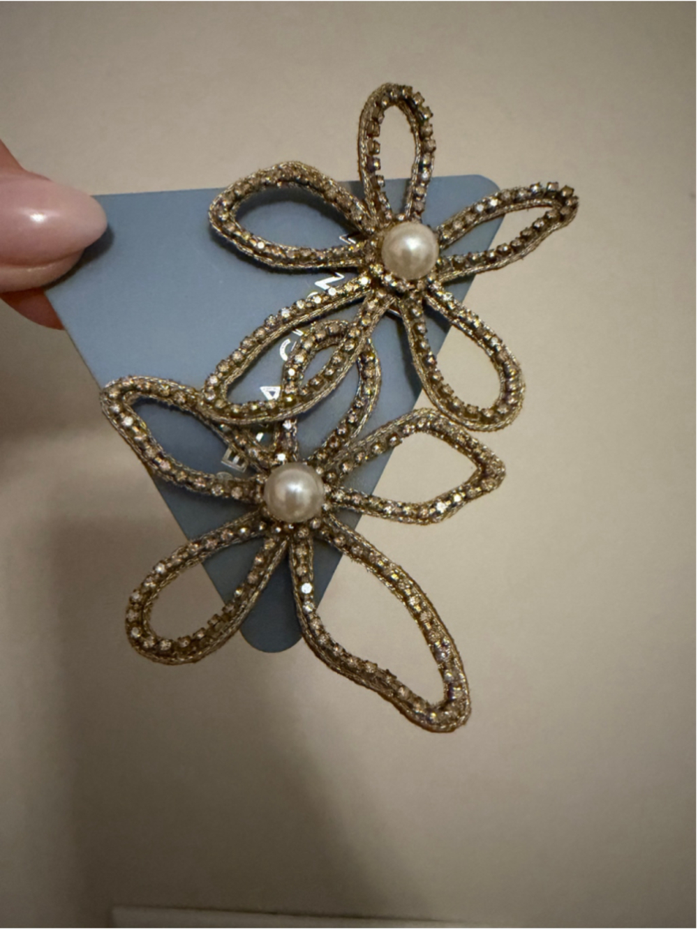 Deepa Gurnani Felicity Gold Floral Rhinestone Statement Earrings